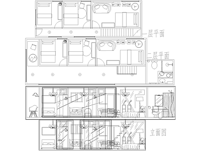 集装箱 二层平立面图 宿舍 施工图