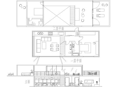 集装箱 二层平立面图 宿舍 施工图