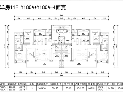 现代住宅楼建筑 洋房T2户型 T2洋房住宅 180洋房户型 180洋房平面 现代洋房住宅平面 施工图