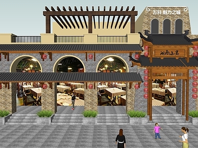 中式餐饮建筑 酒楼 网红