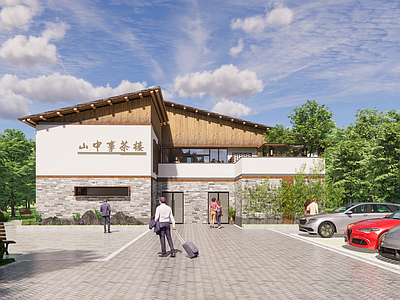 新中式中式餐饮建筑 茶室 新中式茶楼 新中式茶室 乡村建筑