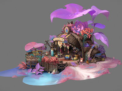 现代艺术风格建筑 妖精药房 卡通房子 多肉小屋 花朵小屋 多肉草商店