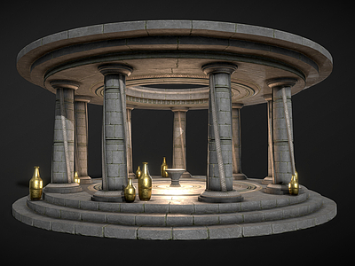 现代复古艺术风格建筑 圣殿 古代祭坛 罗马祭坛 罗马柱建筑 石砌建筑