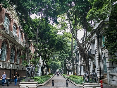现代街道外景 商业街外景