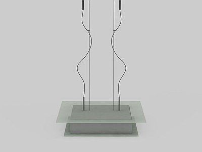 现代封闭式厨房 简约四方吊灯