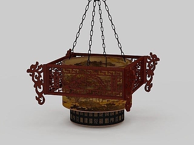 现代封闭式厨房 中式木制灯具