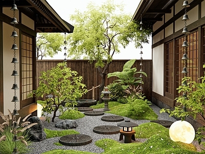 日式庭院 汀步 杂木庭院 植物景观 景观树 雨链