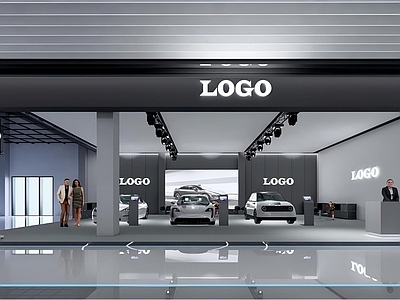 现代简约汽车4S店 展厅 展台 汽车 车展 科技