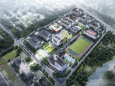 新中式现代学校建筑 新中式 职业技术学院 更新改造