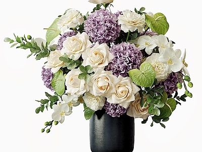 现代花艺 陶瓷花瓶 桌面花艺摆件 鲜花花卉 艺术插花 茶几装饰摆件组合