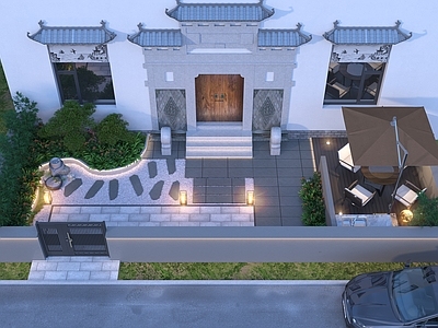 新中式中式庭院 乡村庭院 民宿庭院 别墅庭院