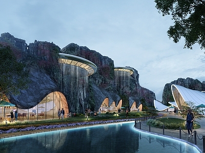 现代其他景观小建筑 崖壁观景台 悬浮书吧 崖壁酒店