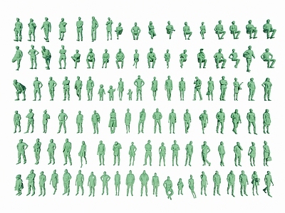 多人 3D人物 简模白模人物 多人男人女人小孩 商业人物运动人物 三维人物概念人物