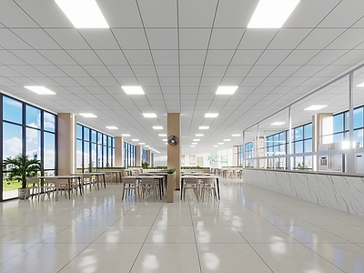 现代其他公共空间 现代学校食堂