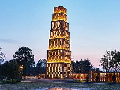 现代综合景观 红砖塔 施工图