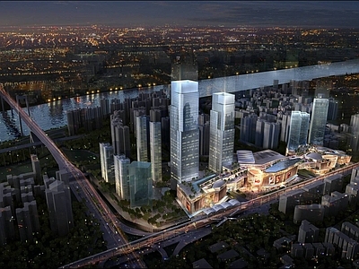 现代商场外观 现代城市商业综合 商场 高层办公楼