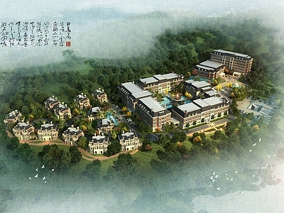 欧式酒店外观 度假山庄 酒店民宿 会所建筑外观