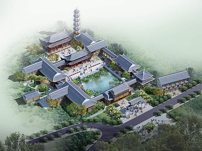 中式古建 寺庙 古建筑 泰丰天池寺