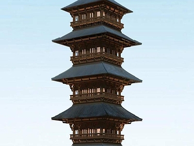 中式博古架 中式塔 古建宝塔