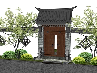 现代新中式庭院门 庭院门