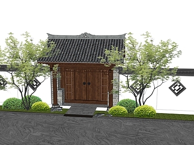 现代新中式庭院门 庭院门