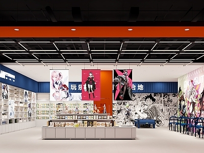 现代玩具礼品店 二次元潮玩店 动漫周边产品店 手办店展柜