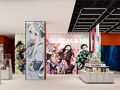 现代玩具礼品店 二次元潮玩店 动漫周边产品店 手办店展柜