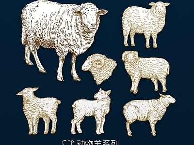现代挂件 素描绵羊