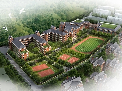 欧式学校外观 学校 中小学 英式学校