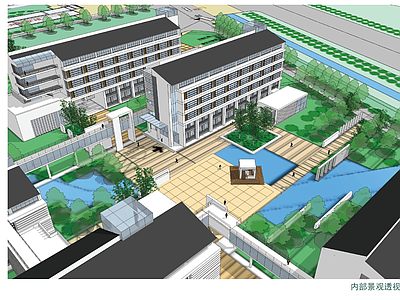 现代新中式学校建筑 教学楼学校 建筑 学校建筑 大学建筑