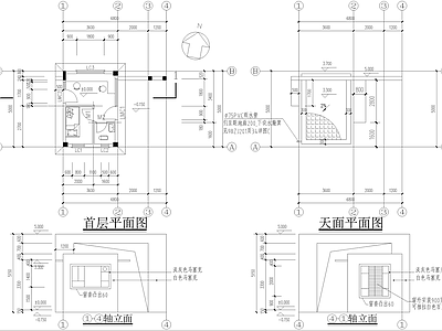 门卫室建筑 入口大门 传达室门房值班室 警卫室 施工图