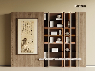 中古博古架 中古风背景墙 博古架