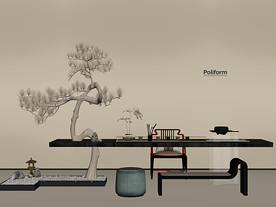 现代茶桌椅 现代茶桌 茶具 造景