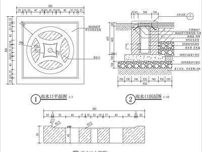 景观节点 仿古铜钱篦子 石材铜钱篦子 施工图