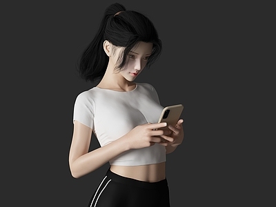 现代玩手机美女人物