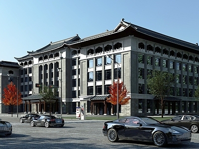 新中式沿街办公楼外观