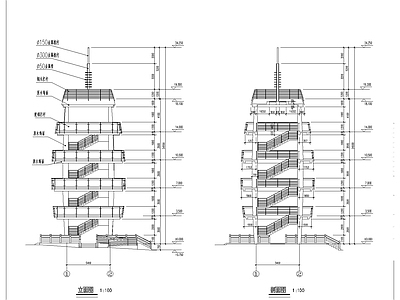 仿古建筑 塔 古建塔 施工图
