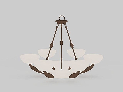 现代封闭式厨房 大型白色吊灯