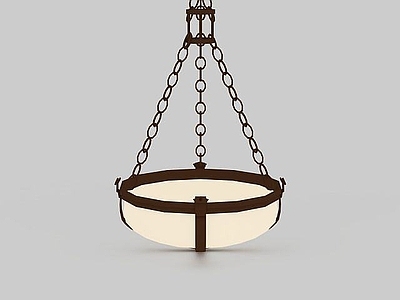 现代封闭式厨房 米色铁链吊灯