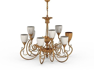 现代封闭式厨房 欧式吊灯