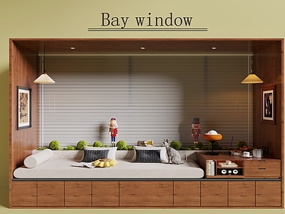 中古飘窗 飘窗柜 飘窗垫 坐垫 挂画 百叶窗