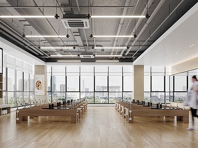 现代瑜伽室 现代普拉提室 瑜伽室 健身房 健身器械