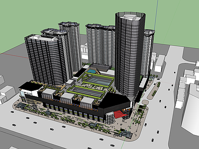现代轻奢商场建筑 商业综合体 购物中心 商场 屋顶花园 商场门头