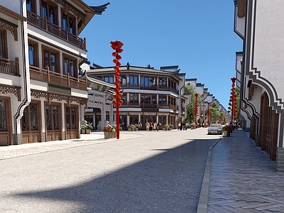 中式中古古建 古建 商业街 小镇 中式建筑