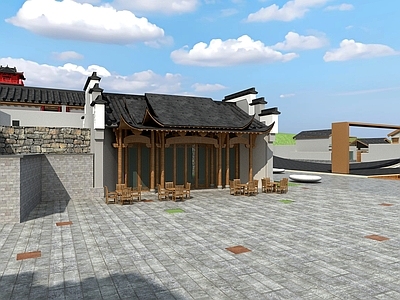 中式中古古建 古建 商业街 小镇 中式建筑