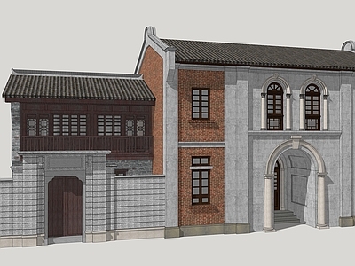 欧式中式风格建筑 建筑 别墅