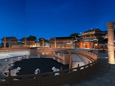 中式中古古建 古建 商业街 小镇 中式建筑