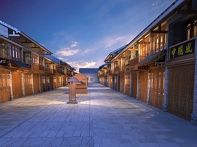 中式中古古建 古建 商业街 中式建筑 小镇
