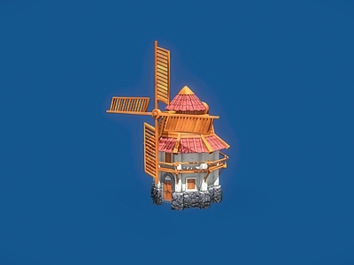 现代其他小品 老旧风车