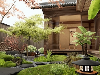 日式庭院 乡村庭院 民宿庭院 别墅庭院 植物造景 微地形